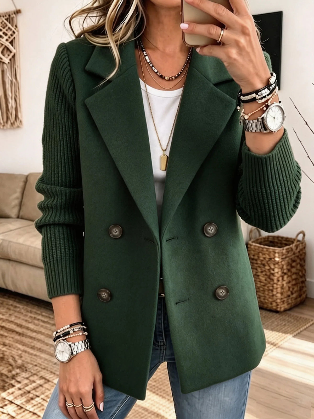 Lucile | Blazer bicolore à manches en maille