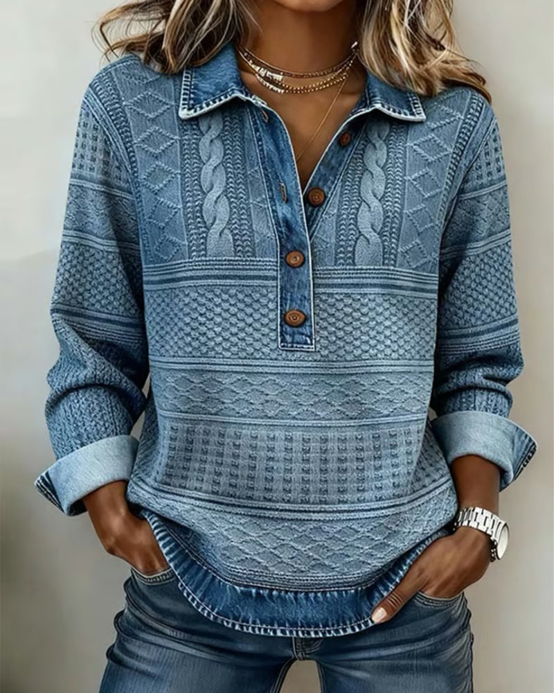 Émilie | Pull texturé à col boutonné