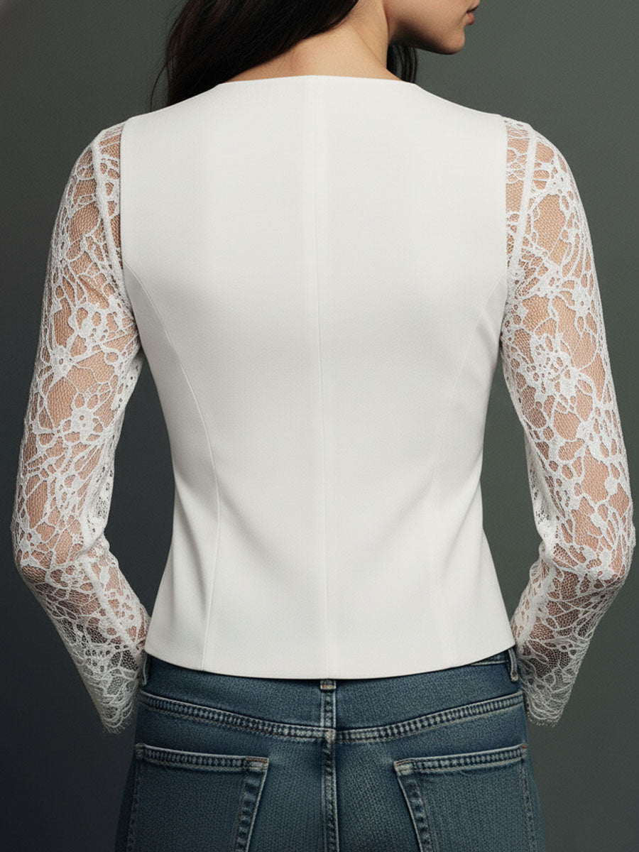 Sophie || Blazer Élégant à Manches Semi-Transparentes