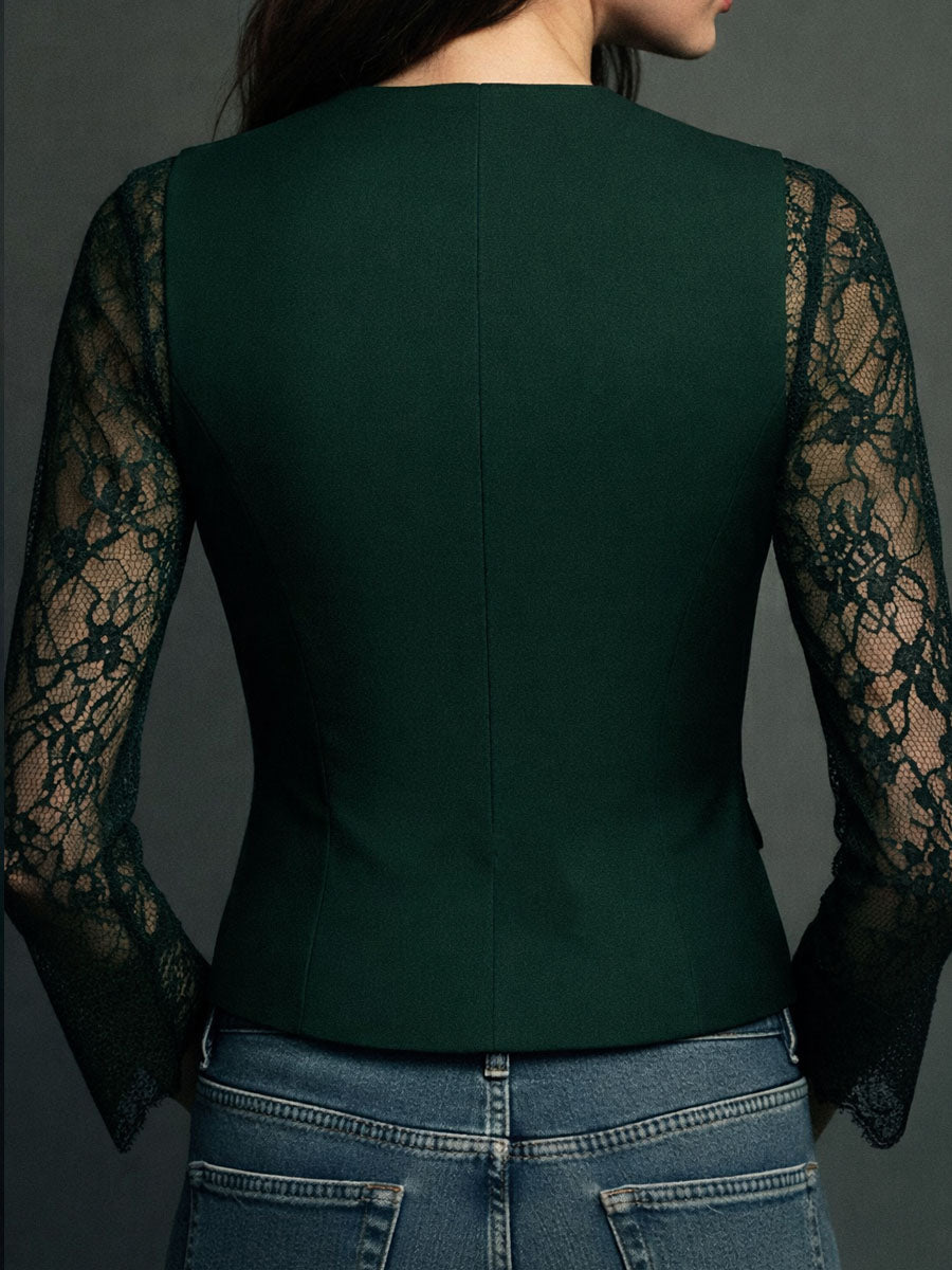 Sophie || Blazer Élégant à Manches Semi-Transparentes