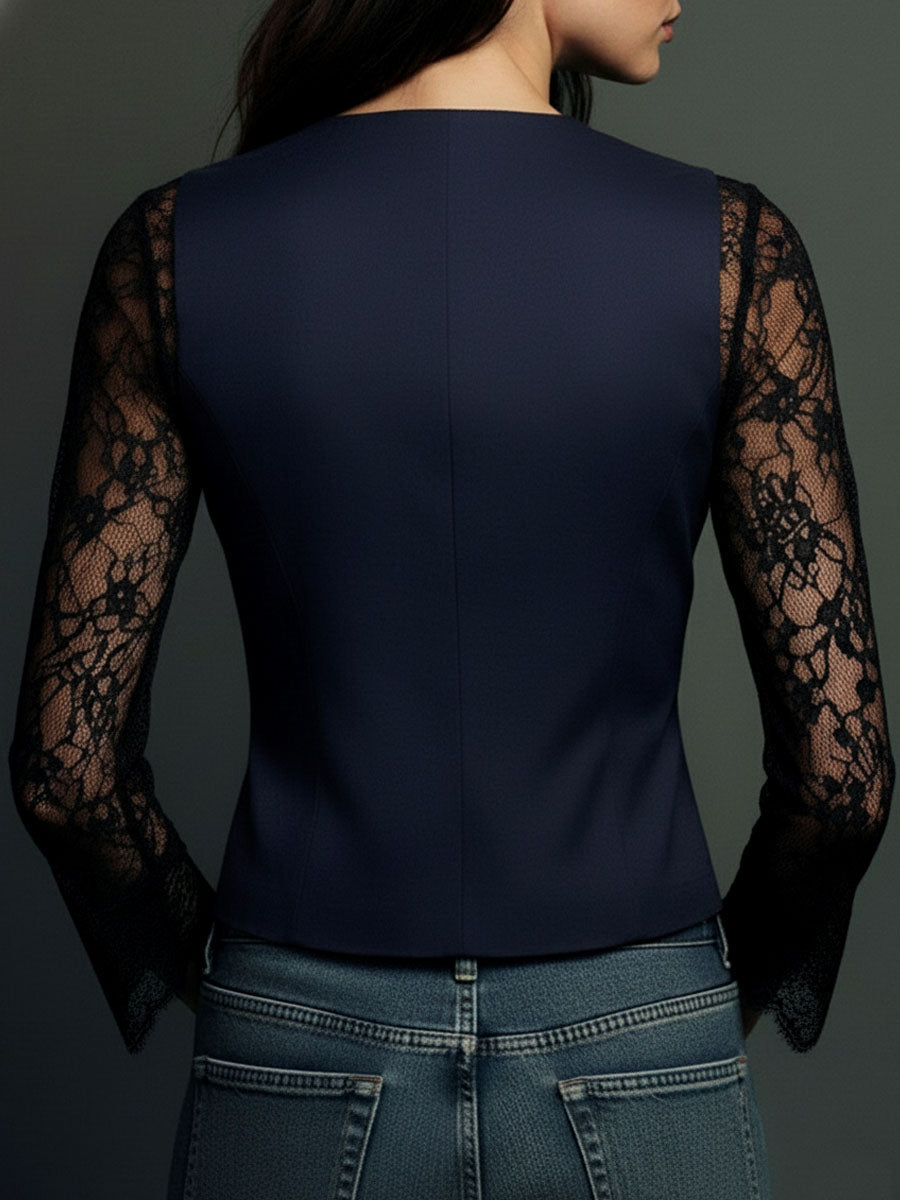 Sophie || Blazer Élégant à Manches Semi-Transparentes