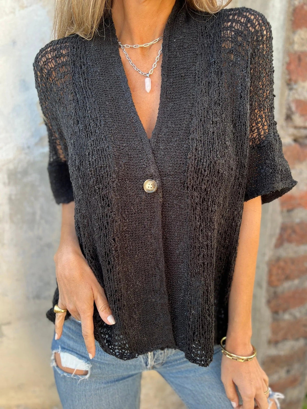 Carol | Gilet en maille ajourée