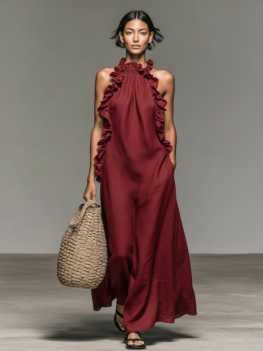 Rosalie | Robe maxi à volants et poches élégantes