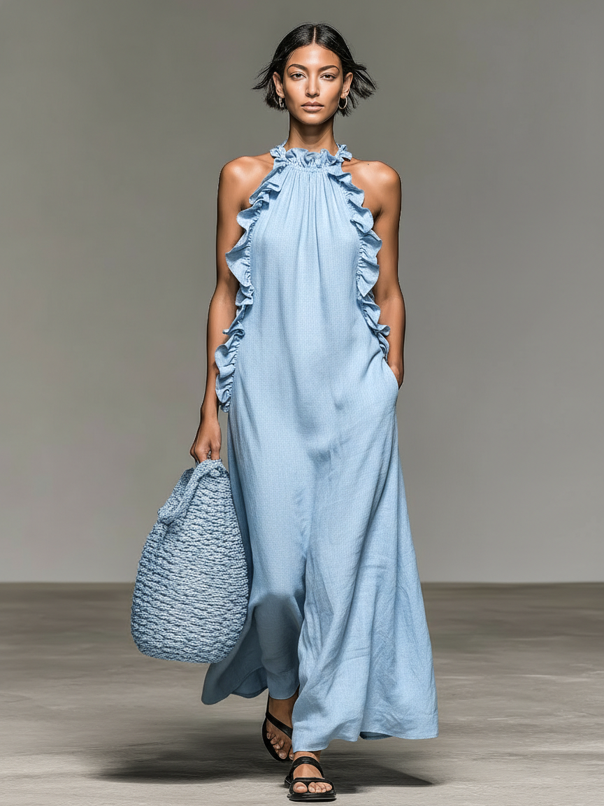 Rosalie | Robe maxi à volants et poches élégantes