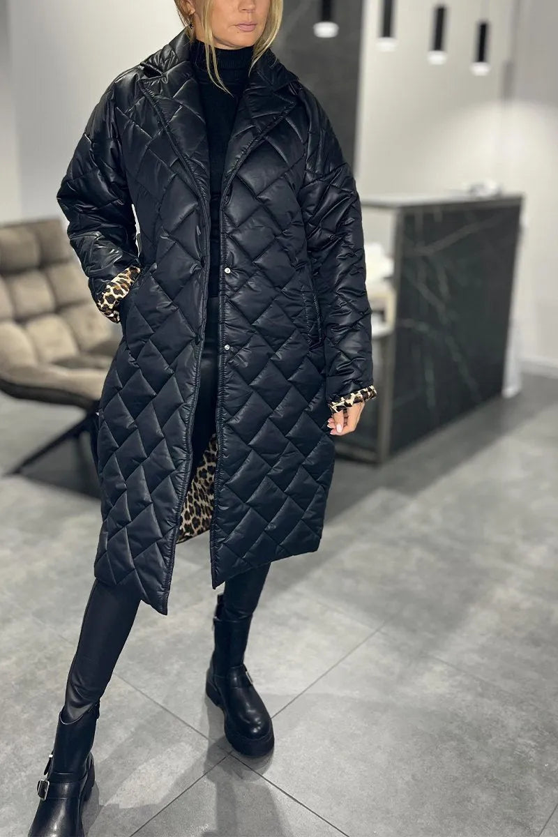 Noémie | Manteau matelassé à doublure léopard